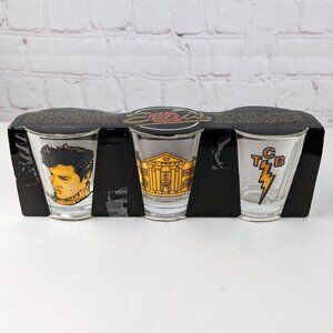 Vintage Elvis Presley 3pk Gold-tone Shot Glass Set